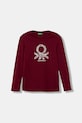 Dětské bavlněné tričko s dlouhým rukávem United Colors of Benetton kulatý burgundské 3I9WC10Q2.G.seasonal