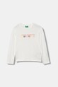 Dětské bavlněné tričko s dlouhým rukávem United Colors of Benetton kulatý bílá 3I9WG10JS.P.seasonal