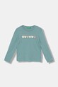 United Colors of Benetton longsleeve bawełniany dziecięcy nadruk turkusowy 3I9WG10JS.P.seasonal
