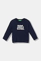 Dětské bavlněné tričko s dlouhým rukávem United Colors of Benetton kulatý námořnická modř 3I9WG10JS.P.seasonal