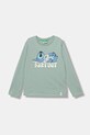 Detská bavlnená košeľa s dlhým rukávom United Colors of Benetton potlač tyrkysová 35RYC10Q7.G.seasonal