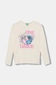 Дитячий бавовняний лонгслів United Colors of Benetton візерунок бежевий 35RYC10Q7.G.seasonal