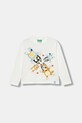 United Colors of Benetton longsleeve bawełniany dziecięcy nadruk biały 3I1XG10KI.P.seasonal