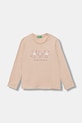 United Colors of Benetton longsleeve bawełniany dziecięcy nadruk różowy 3JERG10KB.P.seasonal
