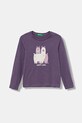 Дитячий бавовняний лонгслів United Colors of Benetton візерунок фіолетовий 3JERG10KB.P.seasonal