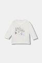 United Colors of Benetton longsleeve bawełniany niemowlęcy nadruk biały 3ATNA106T.W.Seasonal
