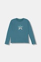 United Colors of Benetton longsleeve bawełniany dziecięcy aplikacja turkusowy 3ATNC10RG.G.Seasonal