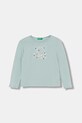 United Colors of Benetton longsleeve bawełniany dziecięcy aplikacja turkusowy 3ATNG10KZ.P.Seasonal