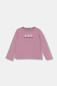 United Colors of Benetton longsleeve bawełniany dziecięcy aplikacja różowy 3ATNG10KZ.P.Seasonal