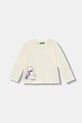 United Colors of Benetton longsleeve bawełniany dziecięcy nadruk beżowy 3ATNG10L7.P.Seasonal