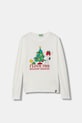 United Colors of Benetton longsleeve bawełniany dziecięcy nadruk biały 3ATNC10RJ.G.Seasonal