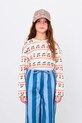 Tinycottons longsleeve bawełniany dziecięcy CHERRY PATTERN RIB TEE wzorzyste biały AW25.219