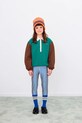 Tinycottons bluza bawełniana dziecięca COLOR BLOCK POLO SLEEVE TEE turkusowy AW25.270
