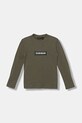 Napapijri longsleeve bawełniany dziecięcy S-CHAMOIS nadruk zielony NP0A4HYKG0A1.98.128