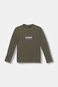 Napapijri longsleeve bawełniany dziecięcy S-CHAMOIS nadruk zielony NP0A4HYKG0A1.98.128