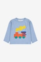 Detské bavlnené tričko s dlhým rukávom Bobo Choses Choo Choo bavlna modrá 225AB034
