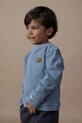 Хлопковый детский лонгслив Donsje Jorijn Longsleeve Bear аппликация голубой 4101901