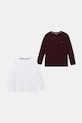 Tommy Hilfiger longsleeve din bumbac pentru copii 2-pack uni burgundia UK0UK00077.9BYA