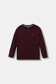 Băieți Tommy Hilfiger longsleeve din bumbac pentru copii 2-pack UK0UK00077.9BYA burgundia
