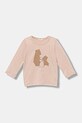 United Colors of Benetton longsleeve bawełniany niemowlęcy nadruk różowy 3ATNA106L.W.seasonal