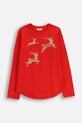 Otroška bombažna majica z dolgimi rokavi Coccodrillo Okrogel rdeča ZC5143106MER