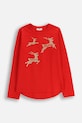 Otroška bombažna majica z dolgimi rokavi Coccodrillo Okrogel rdeča ZC5143106MER