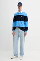 Bavlněné tričko s dlouhým rukávem Tommy Jeans DM0DM21665 modrá AW25