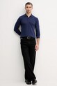 Bombažna majica z dolgimi rokavi Sisley 1028S300P mornarsko modra AW25