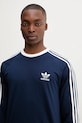 adidas Originals longsleeve din bumbac 3-Stripes bleumarin IM9428