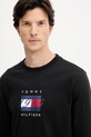 Pamučna majica dugih rukava Tommy Hilfiger crna MW0MW41497
