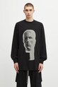 Rick Owens DRKSHDW longsleeve bawełniany Jumbo Ls T nadruk czarny DU02E7261.RNEP1