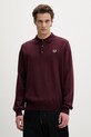 Fred Perry sweter z wełną zapinany bordowy K4535