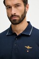 Bavlněné tričko s dlouhým rukávem Aeronautica Militare námořnická modř PO1653UP00082