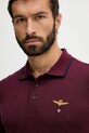Bavlněné tričko s dlouhým rukávem Aeronautica Militare burgundské PO1653UP00082