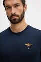 Bavlněné tričko s dlouhým rukávem Aeronautica Militare námořnická modř TS2390UJ00372