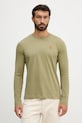Bavlněné tričko s dlouhým rukávem Aeronautica Militare hladký zelená TS2390UJ00372