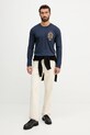 Bavlněné tričko s dlouhým rukávem Aeronautica Militare TS2467UJ00703 námořnická modř AW25