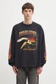 RHUDE longsleeve bawełniany Mesa Stallion nadruk czarny RHFW25TT08012
