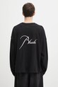 RHUDE longsleeve bawełniany Classique reverse gładkie czarny RHFW25TT10012