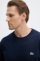Bavlnené tričko s dlhým rukávom Lacoste tmavomodrá TH7307