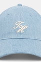 Džínová baseballová čepice Tommy Hilfiger AW0AW17486 modrá AW25