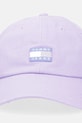 Bavlněná baseballová čepice Tommy Jeans AW0AW17580 fialová AW25