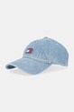 Tommy Jeans czapka z daszkiem jeansowa aplikacja niebieski AW0AW17582