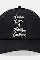 Памучна шапка с козирка Juicy Couture PEACE LOVE AND JUICY CAP JCAWH225703 черен AW25