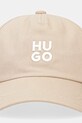 HUGO czapka z daszkiem bawełniana 50546581 beżowy AW25