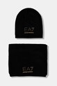 EA7 Emporio Armani căciulă si eșarfă din amestec de lână imprimeu negru AF16843.7W000717