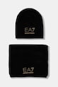 EA7 Emporio Armani czapka i szalik z domieszką wełny z domieszką wełny czarny AF16843.7W000717