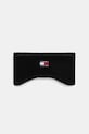 Tommy Jeans bentiță de păr din bumbac imprimeu negru AW0AW17898