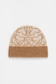 HUGO czapka z wełną cienka beżowy 50548722