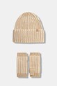 UGG czapka i mitenki z domieszką wełny CHUNKY z domieszką wełny beżowy 103605